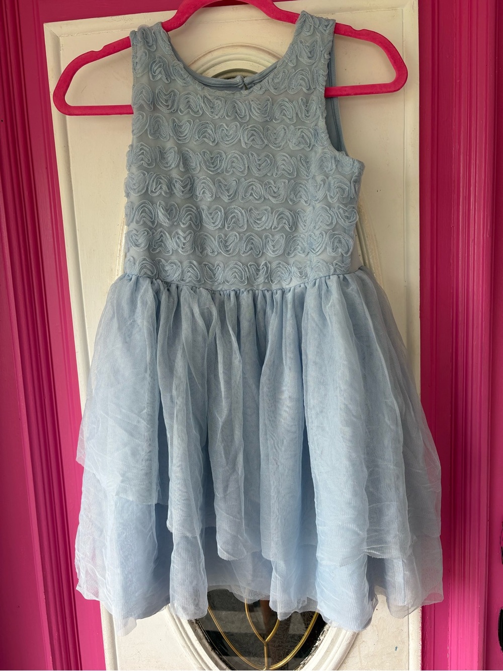 Cat & Jack Pale Blue Tulle Flower-Patterned Party Dress